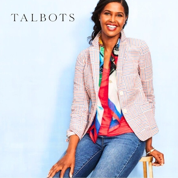 Talbots Jackets & Blazers - NWOT Talbots Petites Patchwork Seersucker Blazer